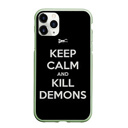 Чехол iPhone 11 Pro матовый Расслабься и убивай демонов, цвет: 3D-салатовый