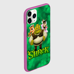 Чехол iPhone 11 Pro матовый Шрек, Осел, Пиннокио и свин, цвет: 3D-фиолетовый — фото 2