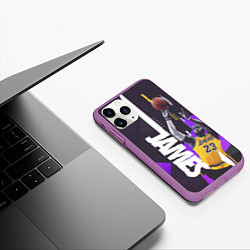 Чехол iPhone 11 Pro матовый Леброн, цвет: 3D-фиолетовый — фото 2