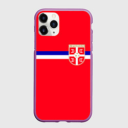 Чехол iPhone 11 Pro матовый Сборная Сербии, цвет: 3D-фиолетовый