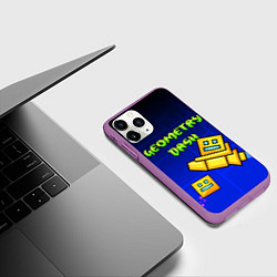 Чехол iPhone 11 Pro матовый Geometry Dash, цвет: 3D-фиолетовый — фото 2
