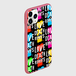 Чехол iPhone 11 Pro матовый ЛЮБОВЬ СМЕРТЬ И РОБОТЫ УЗОР, цвет: 3D-малиновый — фото 2