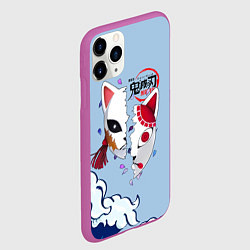 Чехол iPhone 11 Pro матовый Маски из Клинок, рассекающий демонов, цвет: 3D-фиолетовый — фото 2