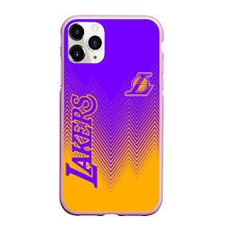 Чехол iPhone 11 Pro матовый LOS ANGELES LAKERS ЛЕЙКЕРС, цвет: 3D-розовый