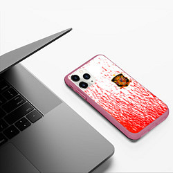 Чехол iPhone 11 Pro матовый Сборная Испании, цвет: 3D-малиновый — фото 2