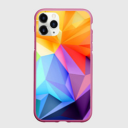 Чехол iPhone 11 Pro матовый Радужная геометрия, цвет: 3D-малиновый