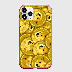 Чехол iPhone 11 Pro матовый DOGECOIN DOGE ДОГИКОИН, цвет: 3D-малиновый