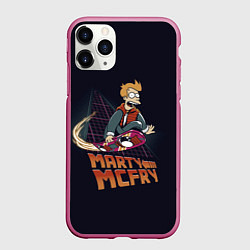 Чехол iPhone 11 Pro матовый Back to Futurama, цвет: 3D-малиновый