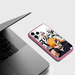 Чехол iPhone 11 Pro матовый Bleach главные герои, цвет: 3D-малиновый — фото 2