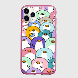 Чехол iPhone 11 Pro матовый Пингвины, цвет: 3D-малиновый