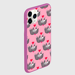 Чехол iPhone 11 Pro матовый Пиксельные котики, цвет: 3D-фиолетовый — фото 2