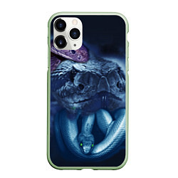 Чехол iPhone 11 Pro матовый Мифические змеи, цвет: 3D-салатовый