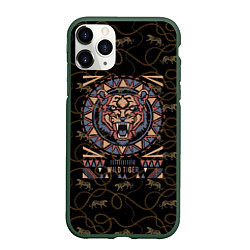 Чехол iPhone 11 Pro матовый WILD TIGER, цвет: 3D-темно-зеленый