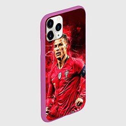 Чехол iPhone 11 Pro матовый Криштиану Роналду Португалия, цвет: 3D-фиолетовый — фото 2