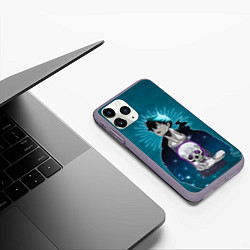 Чехол iPhone 11 Pro матовый Jin-Woo and skull, цвет: 3D-серый — фото 2
