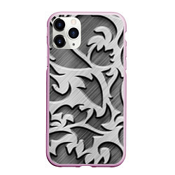 Чехол iPhone 11 Pro матовый Монохромный узор, цвет: 3D-розовый