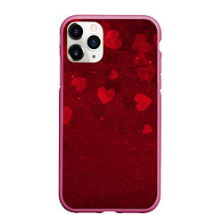 Чехол iPhone 11 Pro матовый КРАСНЫЕ СЕРДЕЧКИ HEART Z, цвет: 3D-малиновый