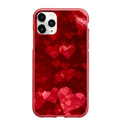 Чехол iPhone 11 Pro матовый СЕРДЕЧКИ HEARTS Z, цвет: 3D-красный