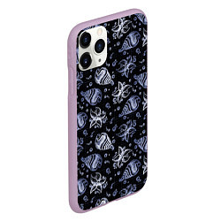 Чехол iPhone 11 Pro матовый Раковины и звезды, цвет: 3D-сиреневый — фото 2