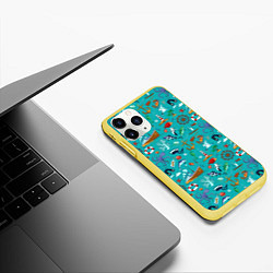 Чехол iPhone 11 Pro матовый Морские обитатели, цвет: 3D-желтый — фото 2
