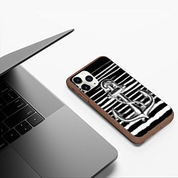 Чехол iPhone 11 Pro матовый ЧЕРНАЯ ТЕЛЬНЯШКА С ЯКОРЕМ ВМФ, цвет: 3D-коричневый — фото 2