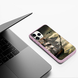 Чехол iPhone 11 Pro матовый Парусник, цвет: 3D-розовый — фото 2