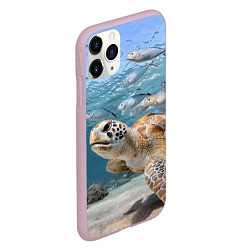 Чехол iPhone 11 Pro матовый Морская черепаха, цвет: 3D-розовый — фото 2