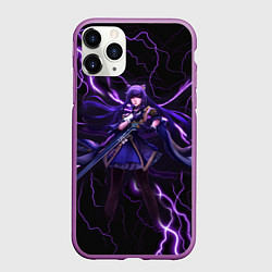 Чехол iPhone 11 Pro матовый Keqing Genshin Impact Молния, цвет: 3D-фиолетовый