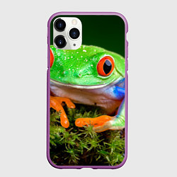 Чехол iPhone 11 Pro матовый Тропическая лягушка, цвет: 3D-фиолетовый
