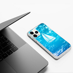 Чехол iPhone 11 Pro матовый Парусная лодка, цвет: 3D-белый — фото 2