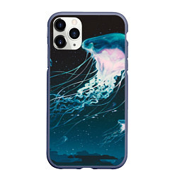 Чехол iPhone 11 Pro матовый Рисунок медуза, цвет: 3D-серый