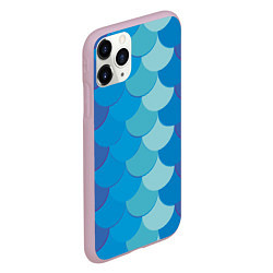 Чехол iPhone 11 Pro матовый Синяя чешуя рыбы, цвет: 3D-розовый — фото 2