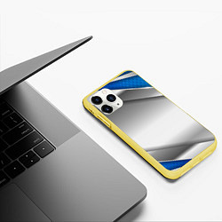 Чехол iPhone 11 Pro матовый 3D СЕРЕБРО BLUE LINES, цвет: 3D-желтый — фото 2
