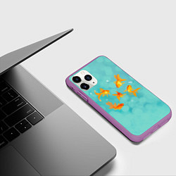 Чехол iPhone 11 Pro матовый Золотые рыбки, цвет: 3D-фиолетовый — фото 2