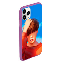 Чехол iPhone 11 Pro матовый Park Jimin Art, цвет: 3D-фиолетовый — фото 2