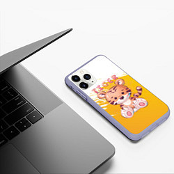 Чехол iPhone 11 Pro матовый Tiger, цвет: 3D-светло-сиреневый — фото 2