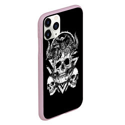 Чехол iPhone 11 Pro матовый Черепа и Вороны Skulls Raven, цвет: 3D-розовый — фото 2