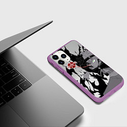 Чехол iPhone 11 Pro матовый Черный Аста демон Чёрный клевер, цвет: 3D-фиолетовый — фото 2