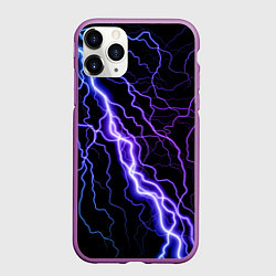 Чехол iPhone 11 Pro матовый НЕОНОВАЯ МОЛНИЯ ГРОЗА, цвет: 3D-фиолетовый
