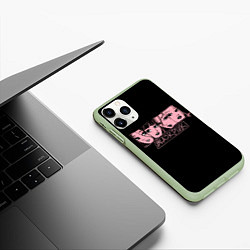 Чехол iPhone 11 Pro матовый Black Pink Art, цвет: 3D-салатовый — фото 2