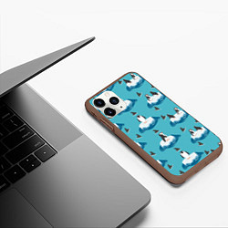 Чехол iPhone 11 Pro матовый Пингвины, цвет: 3D-коричневый — фото 2