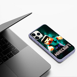 Чехол iPhone 11 Pro матовый MINECRAFT, цвет: 3D-светло-сиреневый — фото 2