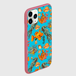 Чехол iPhone 11 Pro матовый Подводный мир, цвет: 3D-малиновый — фото 2