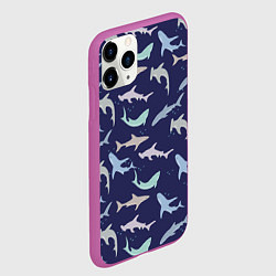 Чехол iPhone 11 Pro матовый Акулы разные, цвет: 3D-фиолетовый — фото 2