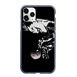 Чехол iPhone 11 Pro матовый Рюк и яблоко Death Note, цвет: 3D-серый