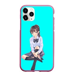 Чехол iPhone 11 Pro матовый Anime girl, цвет: 3D-малиновый