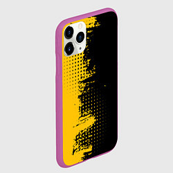 Чехол iPhone 11 Pro матовый ЧЕРНО ЖЕЛТЫЙ ГРАНЖ GRUNGE Z, цвет: 3D-фиолетовый — фото 2