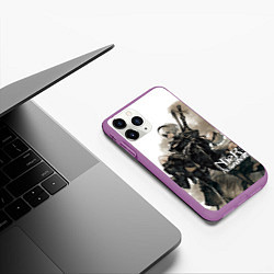 Чехол iPhone 11 Pro матовый Nier: Automata, цвет: 3D-фиолетовый — фото 2