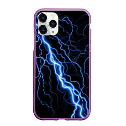 Чехол iPhone 11 Pro матовый ГОЛУБАЯ МОЛНИЯ ГРОЗА, цвет: 3D-фиолетовый