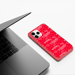 Чехол iPhone 11 Pro матовый Gears pattern, цвет: 3D-красный — фото 2